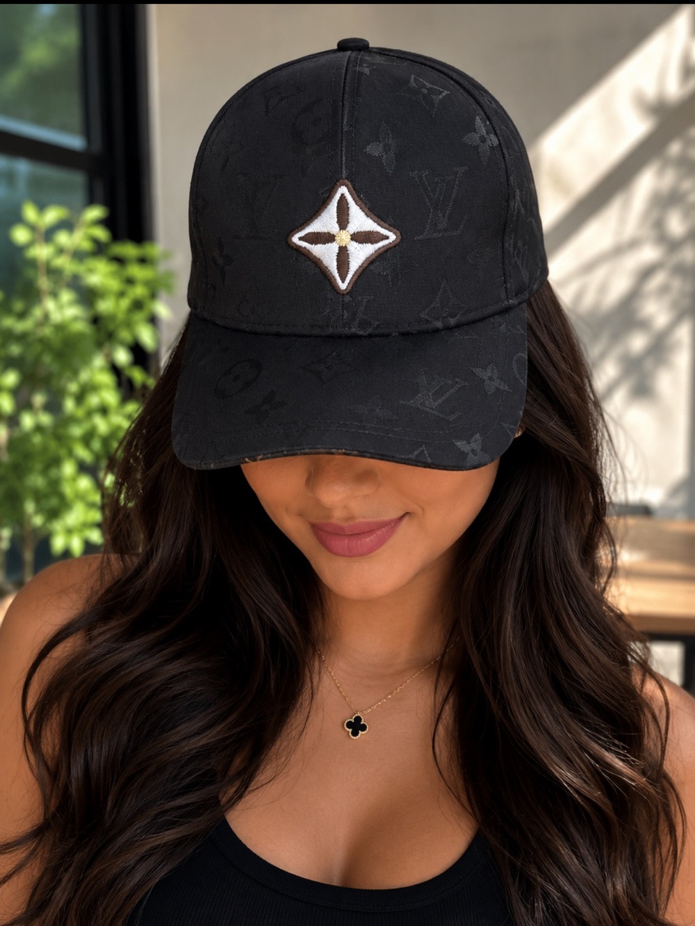 Very light hat Black Monogram Baseball Cap